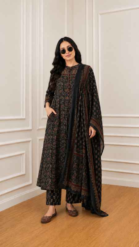 Women’s Cotton Printed Kurta Set with Palazzo Pants 